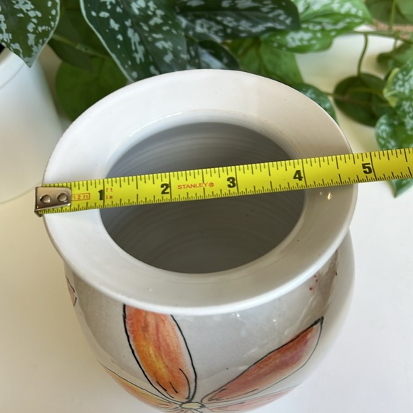 Handmade Floral Pottery Vase Stamped Signed - Picture 9 of 10